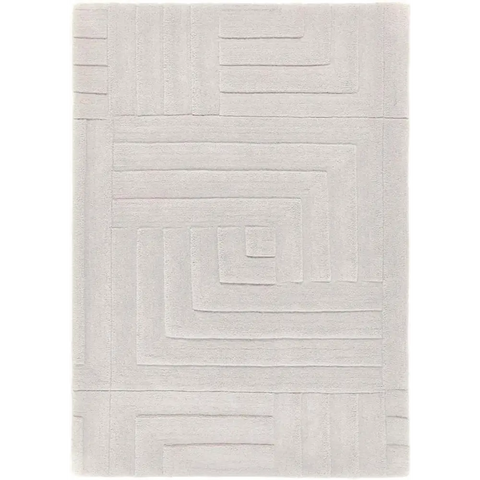 Maze Grey Geometric Wool Rug - Rugs