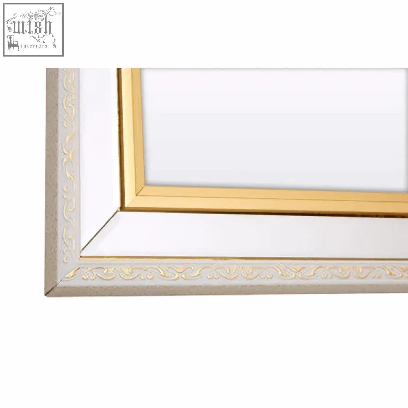 Mazzone square framed wall mirror with gold and cream ornate floral detailing perfect as a framed wall mirror