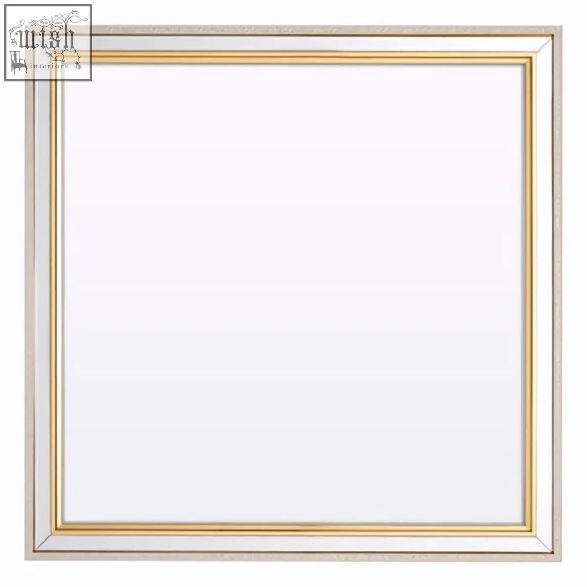 Mazzone square framed wall mirror with a sleek silver and gold two-tone rectangular design for modern spaces