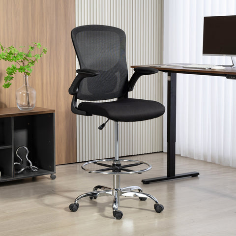 HOMCOM Draughtsman Chair, with Adjustable Lumbar - Black
