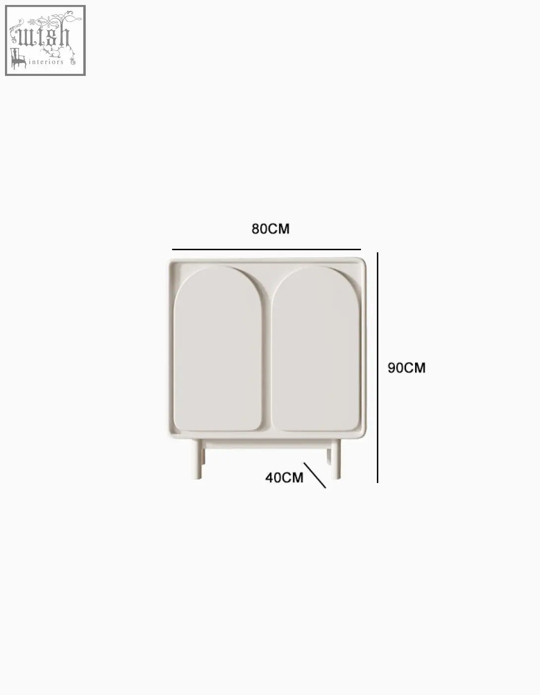 Beige mediterranean style sideboard with two arched compartments and slender legs in cream finish