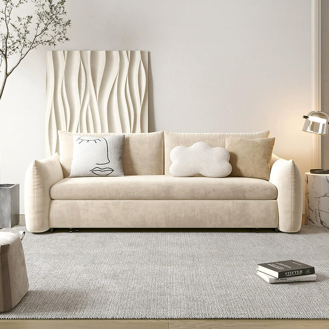 Meera Two Seater Sofa Bed with Storage, Suede