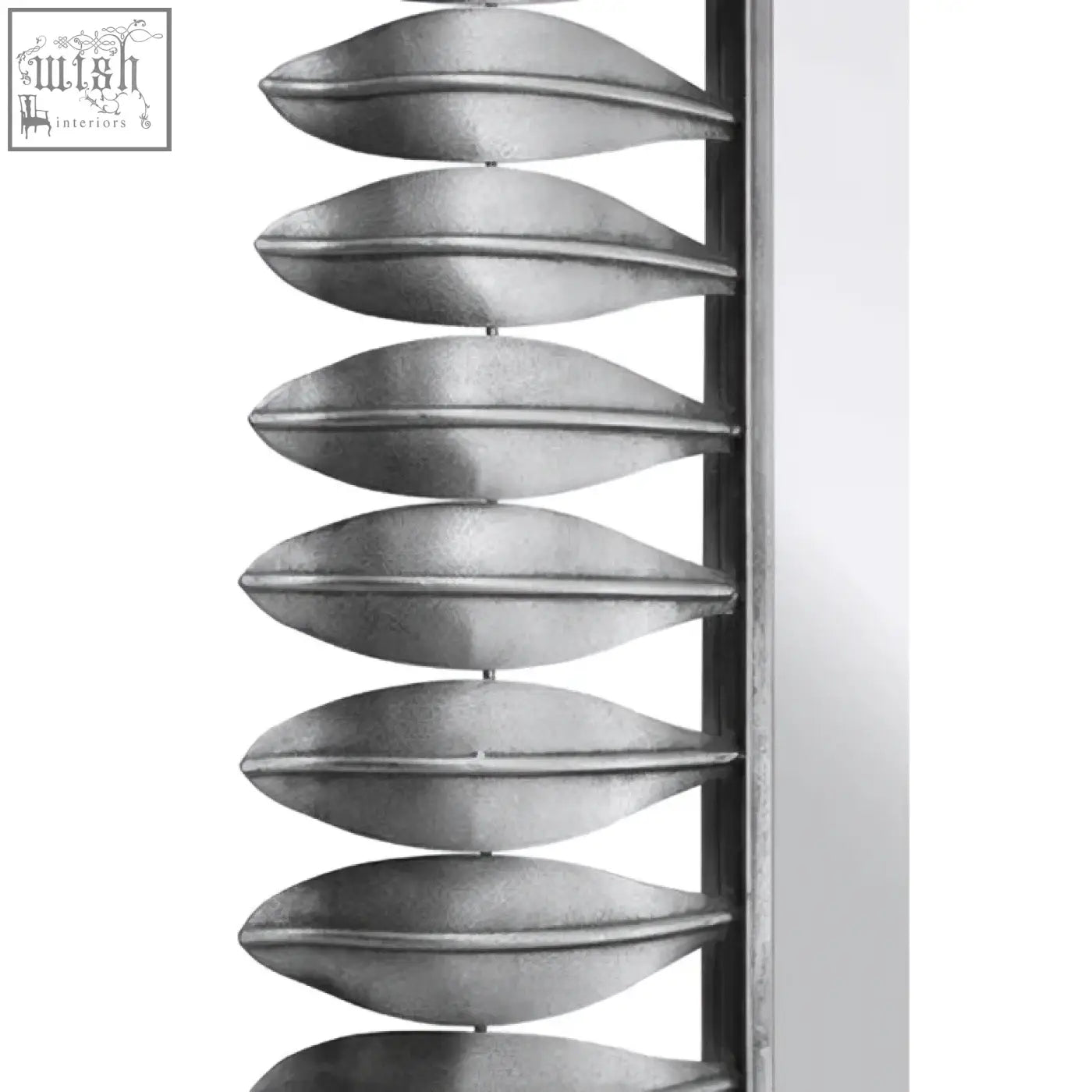 Silver metallic leaf frame wall mirror with sleek modern design perfect as a silver leaf frame decor piece