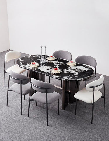 Black and white marble meroy dining table with sleek modern design perfect as a stylish dining table centerpiece