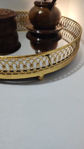 Metal gold Mirror serving Tray for wedding or parties