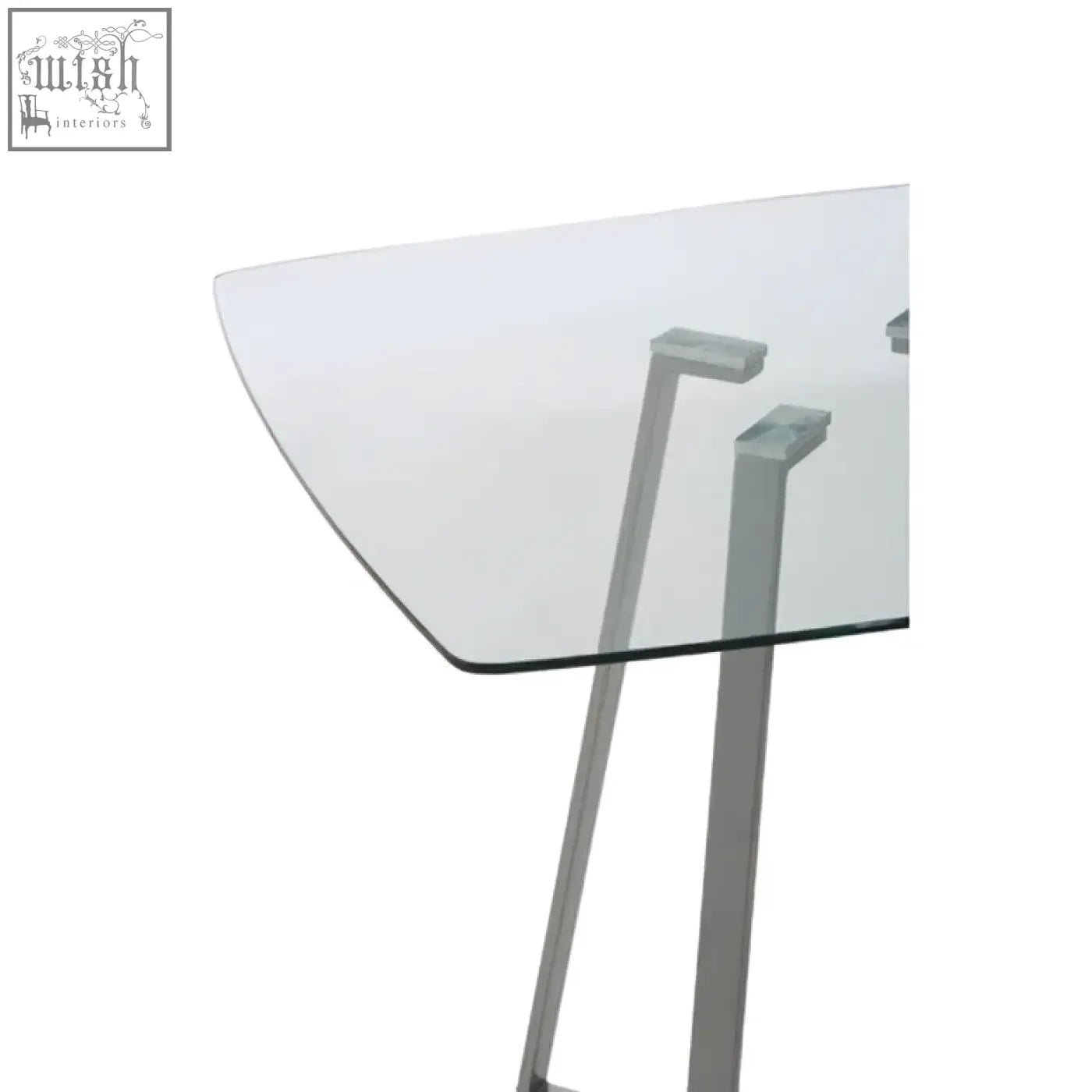 Modern glass metropolitan square matte grey dining table with sleek minimalist metal legs and square matte grey finish