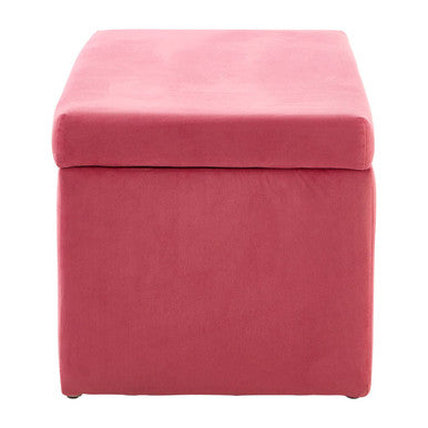 Mia pink velvet kids ottoman with pink velvet upholstery soft velvety texture and clean square lines