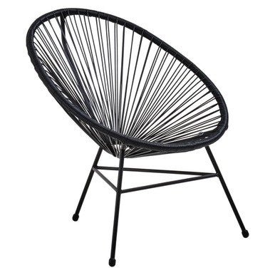 Black rattan woven wicker chair with metal legs in miami black rattan 3 piece patio set with modern design
