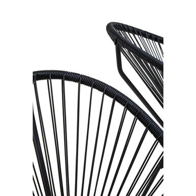 Black woven wire chair from miami black rattan 3 piece patio set with sleek modern design and black rattan material