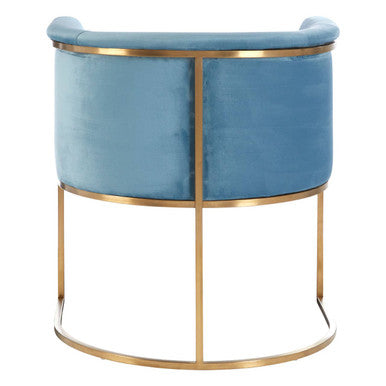 Mias blue velvet chair with plush light blue velvet seat and backrest and gold-toned metal legs velvet chair