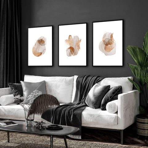 Set of 3 wall art Mid century modern style