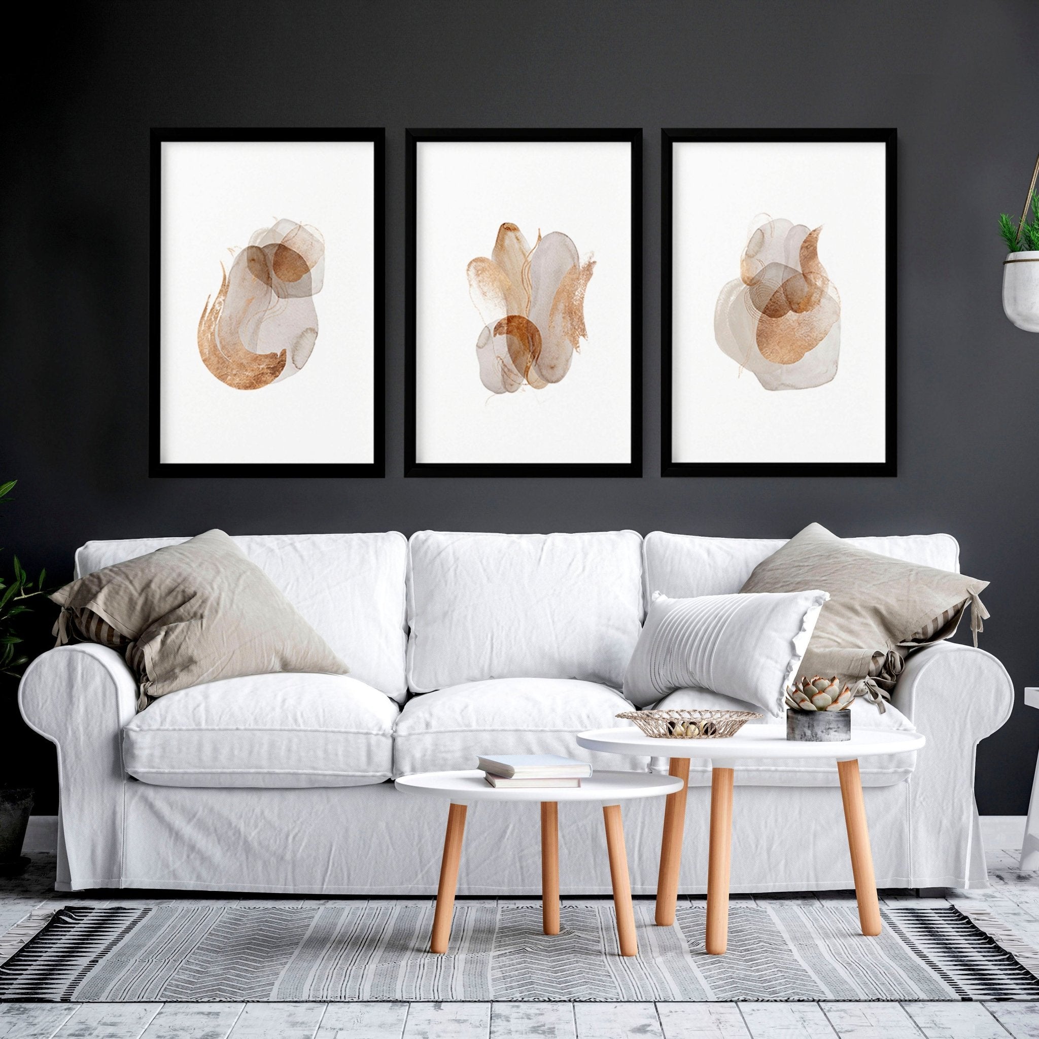 Set of 3 wall art Mid century modern style