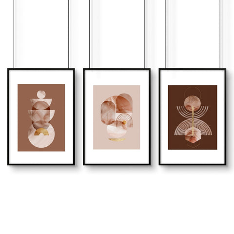 Mid century modern artwork | set of 3 framed wall art prints