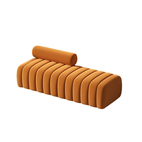 Warm amber ribbed velvet chaise lounge with matching bolster pillow from the mignon bread bench collection