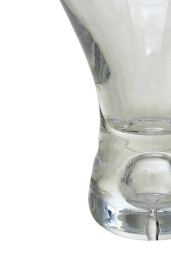 Clear glass vase with a flared curved silhouette paired with mila clear cocktail glasses 330ml set of 2