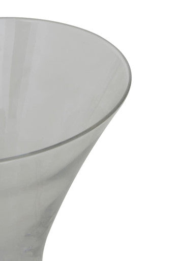 Clear glass vase with a smooth tapered design next to mila set of 2 clear cocktail glasses 330ml
