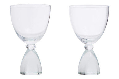 Mila set of 2 clear cocktail glasses with clear glass and unique hourglass-shaped base perfect for cocktails
