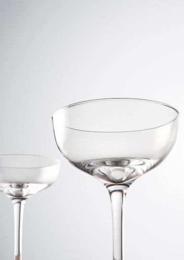 Clear glass cocktail glasses with slender stems and curved bowls from mila set 2 cocktail glasses 300ml