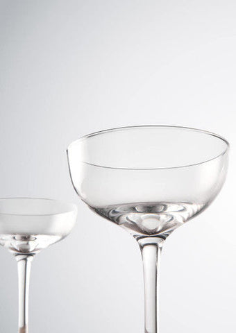 Clear glass cocktail glasses with slender stems and curved bowls from mila set 2 cocktail glasses 300ml