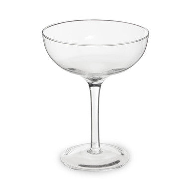 Clear glass coupe cocktail glass with slender stem and round base from mila set of 2 cocktail glasses 300ml