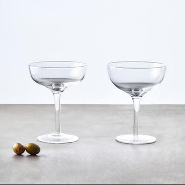 Clear glass cocktail glasses mila set with slender stems and round bases cocktail glasses 300ml