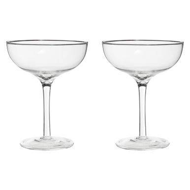 Two clear transparent cocktail glasses with slender stems and round bases from mila set 2 cocktail glasses 300ml