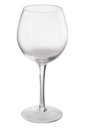 Clear glass gin glasses from mila set with slender stem round base and elegant fluted texture design