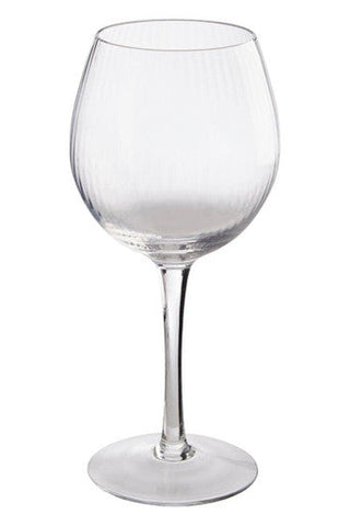 Clear glass gin glasses from mila set with slender stem round base and elegant fluted texture design