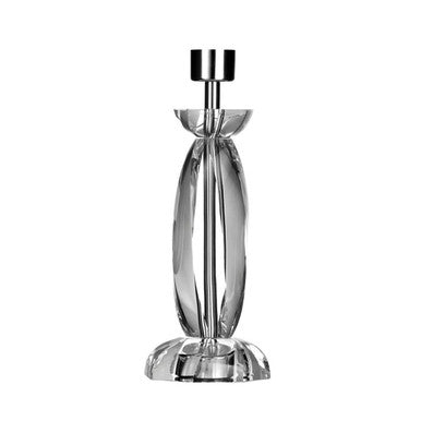Milagro crystal large lamp base with clear crystal candlestick body and sleek polished chrome top in modern design