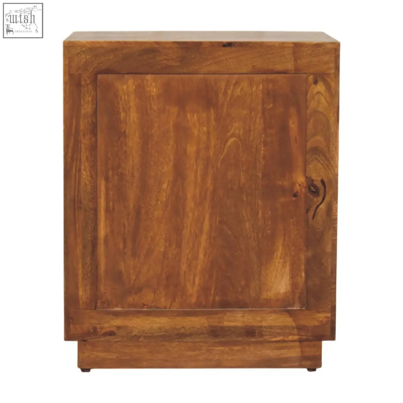 Solid wood bedside cabinet with warm brown finish and natural grain patterns from the milan fluted collection
