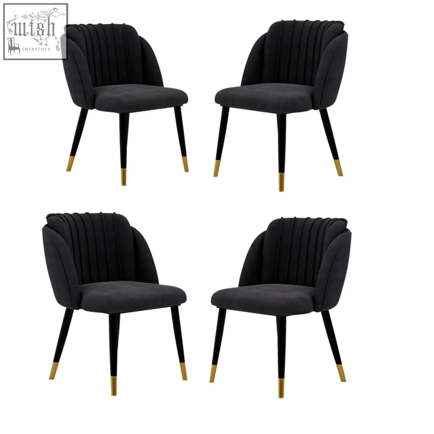 Black velvet milano velvet dining chair with gold tipped legs perfect as a stylish velvet dining chair