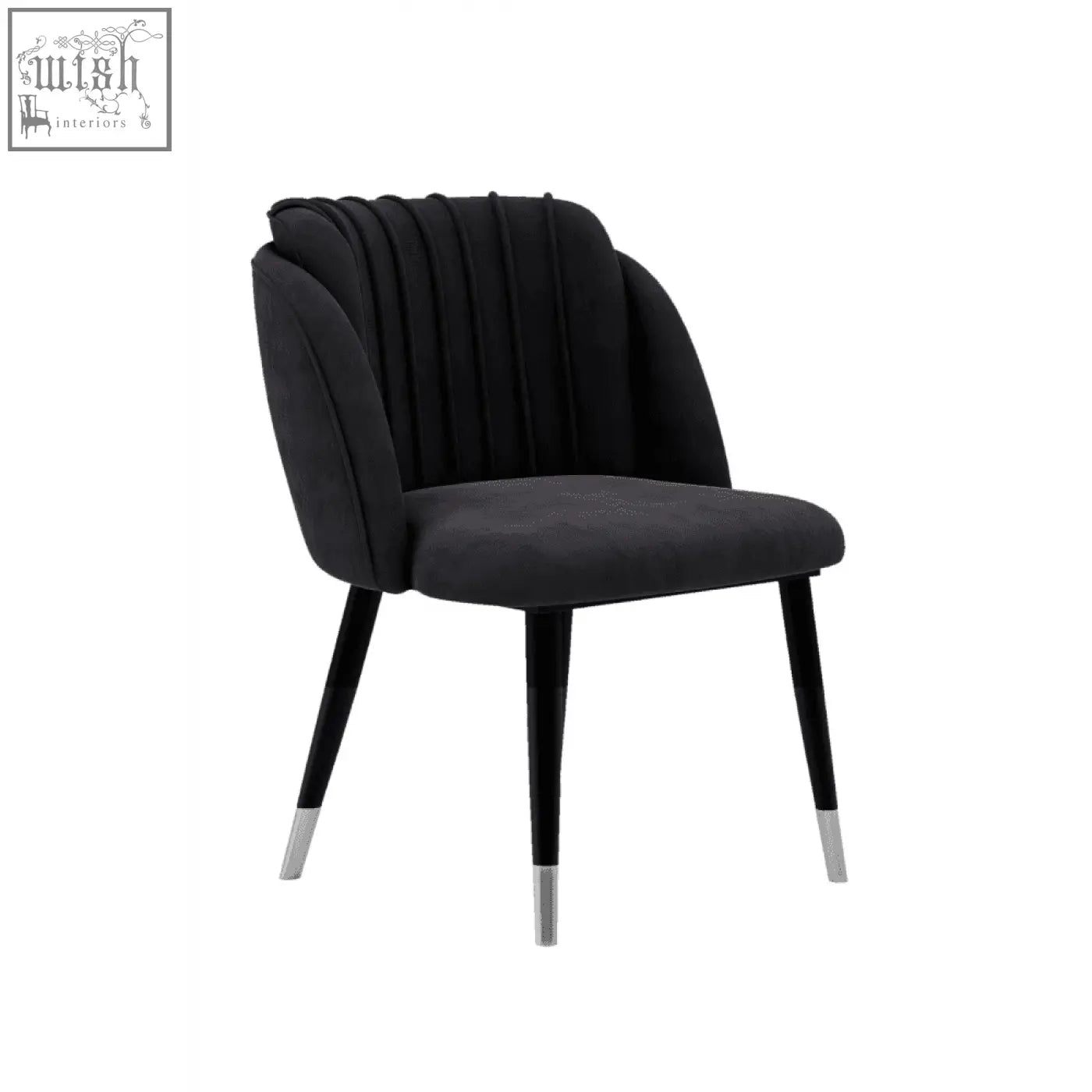 Black velvet milano velvet dining chair with tufted back and sleek tapered legs for stylish dining seating
