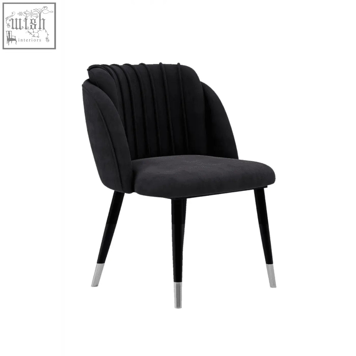 Black velvet milano velvet dining chair with tufted back and sleek tapered legs for stylish dining seating