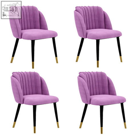Purple milano velvet dining chair with black legs and gold-tipped feet perfect velvet dining chair option