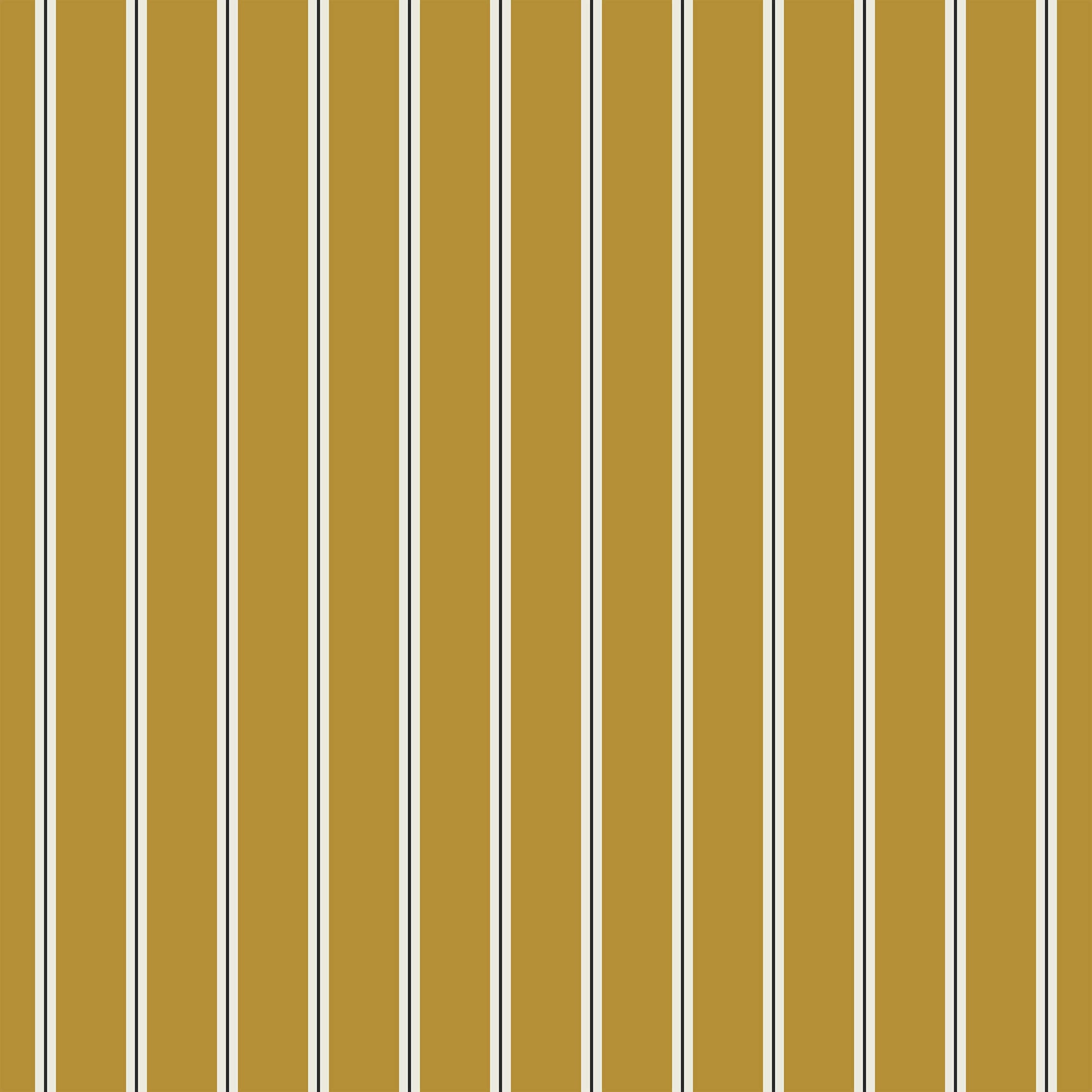 Miller pinstripe wallpaper with vertical mustard yellow and off-white stripes perfect for stylish walls