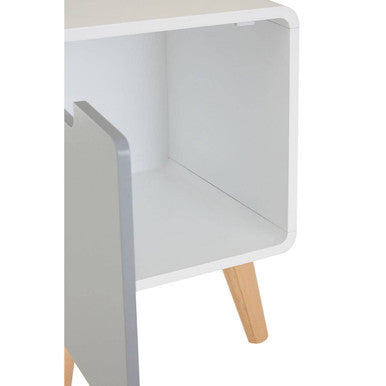 Milo 1 door cabinet with a white minimalist door cabinet design and natural light two-tone wood legs