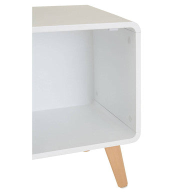 Milo 1 door cabinet in white with natural light two-tone wood legs minimalist side table style door cabinet