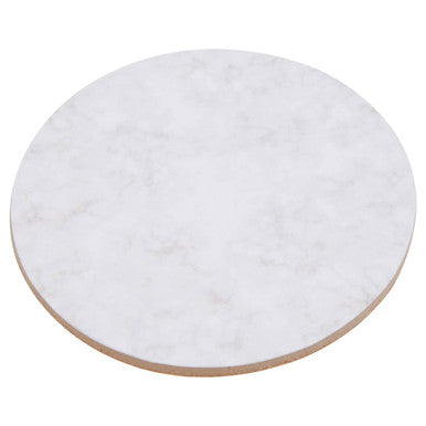 White circular cork coaster with subtle gray marble veining from mimo 6pc assorted cork coasters set
