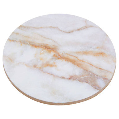 Mimo 6pc marble effect assorted cork coasters circular coaster with white and beige marble pattern