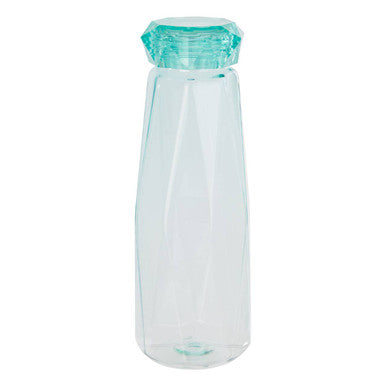 Clear plastic mimo teal drinking water bottle with a faceted teal cap for easy hydration on the go