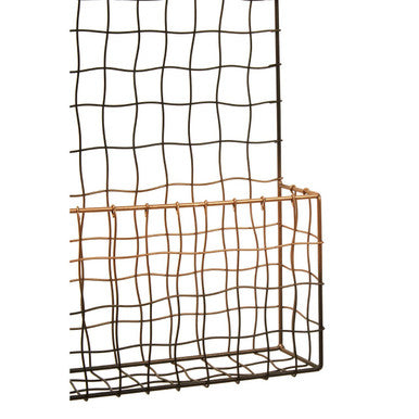 Black and gold wire mesh mimo wall mount magazine rack with rectangular basket for wall mount magazine storage