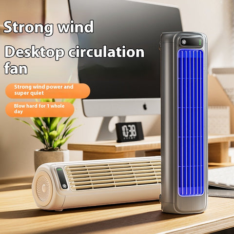Tall sleek silver portable air cooler fan with glowing blue grille and digital display for bedroom kitchen bathroom use