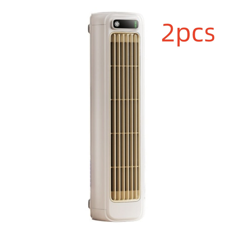 Cream-colored portable air cooler tower fan with beige grille and digital display for bedroom kitchen bathroom use