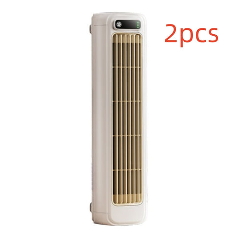 Cream-colored portable air cooler tower fan with beige grille and digital display for bedroom kitchen bathroom use