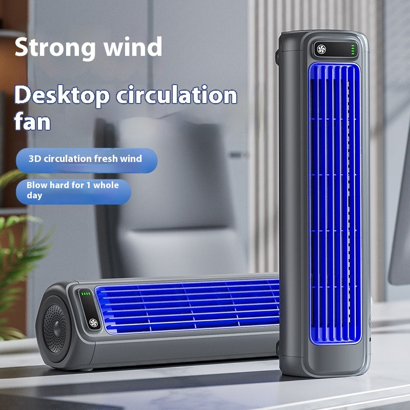 Gray mini portable air cooler fan with blue lit grille and digital display usb charging for bedroom and kitchen use