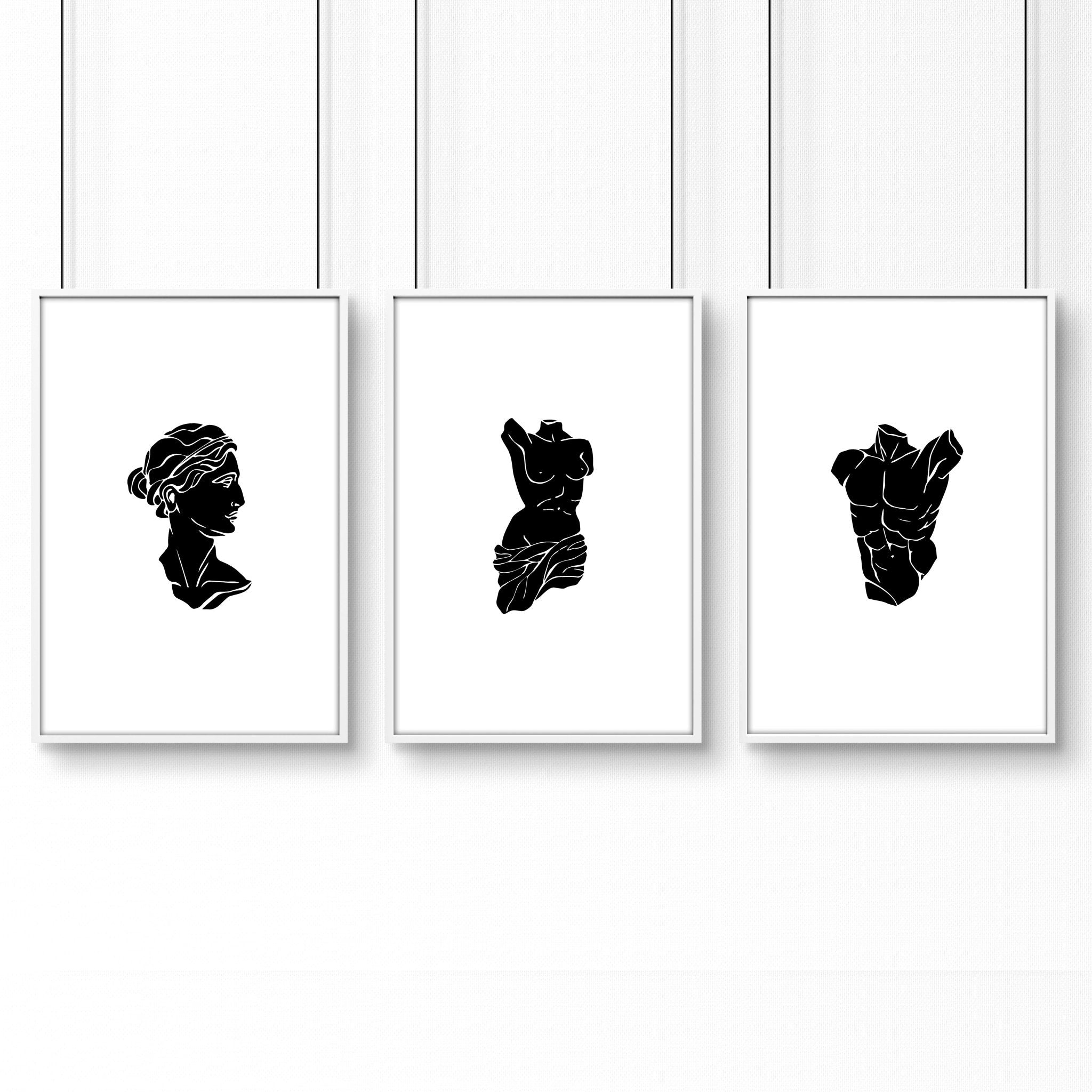 Minimalist Decor Bedroom | Set of 3 Sculpture Wall art Prints
