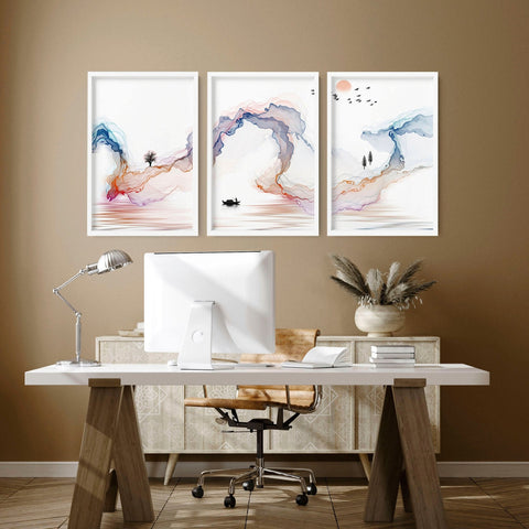 Minimal wall art | set of 3 Japanese wall art