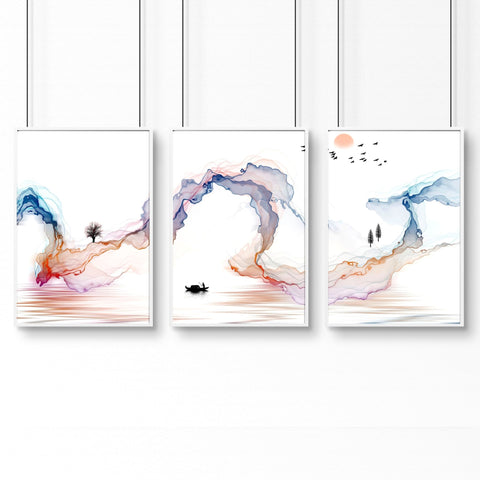 Minimal wall art | set of 3 Japanese wall art
