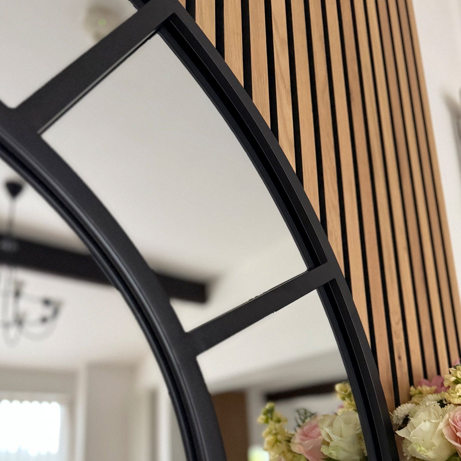 Mio - Black Metal Arched Window Mirror - 95cm x 120cm