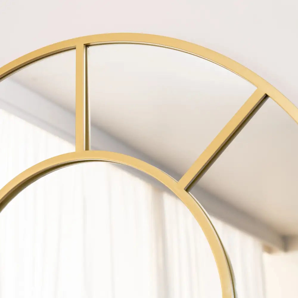 Mio- Full Length Gold Metal Arched Window Mirror - 200cm x 120cm - Mirror